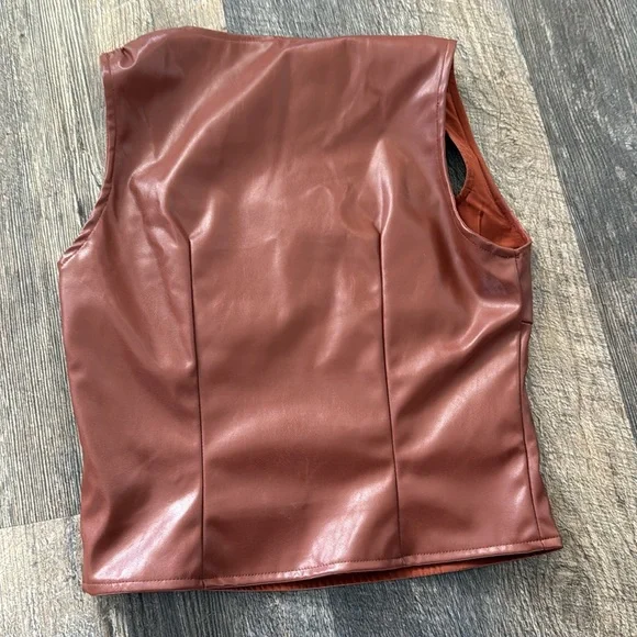 Princess Polly Faux Leather Brown Top - Picture 5 of 5